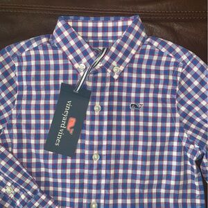NWT VINEYARD VINES Shirt Long Sleeve Button Down Boys 2T Toddler blue red plaid